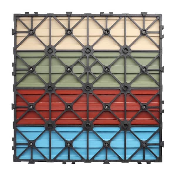 UltraShield Naturale 1 ft. x 1 ft. Composite Quick Deck Outdoor Deck Tile Sample in Multicolor