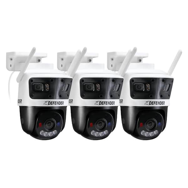 AI POWERED 3K+ Guard WIFI Tri-Lens PTZ Plug-In Security Camera, 3 pc