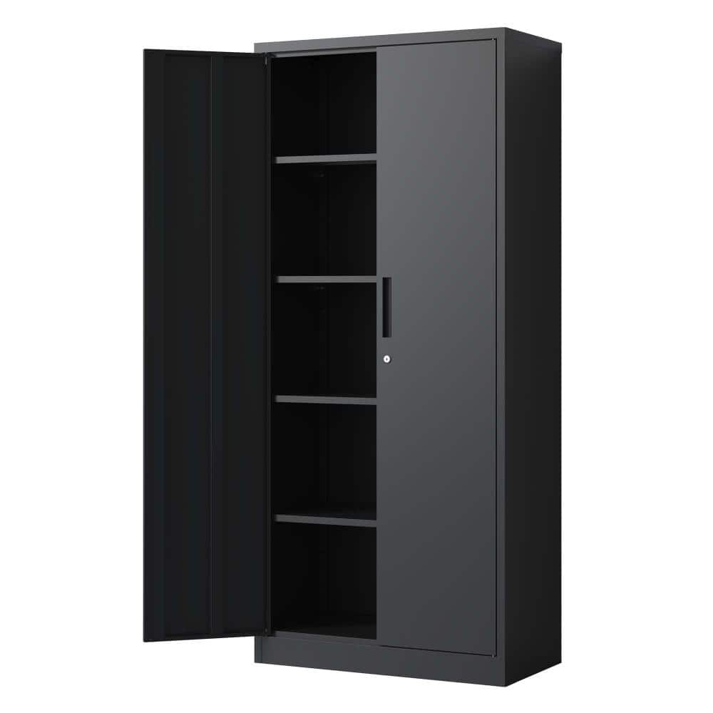 5-Tier Black 72 in. H Metal File Storage Cabinet, Lockable Tool Cabinet with Doors and Shelves for Home Office price history on PriceWatchPro