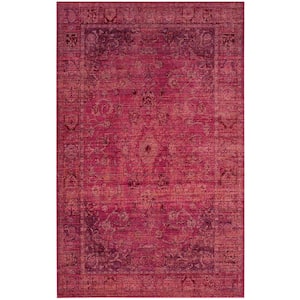 Valencia Red 4 ft. x 6 ft. Border Distressed Area Rug
