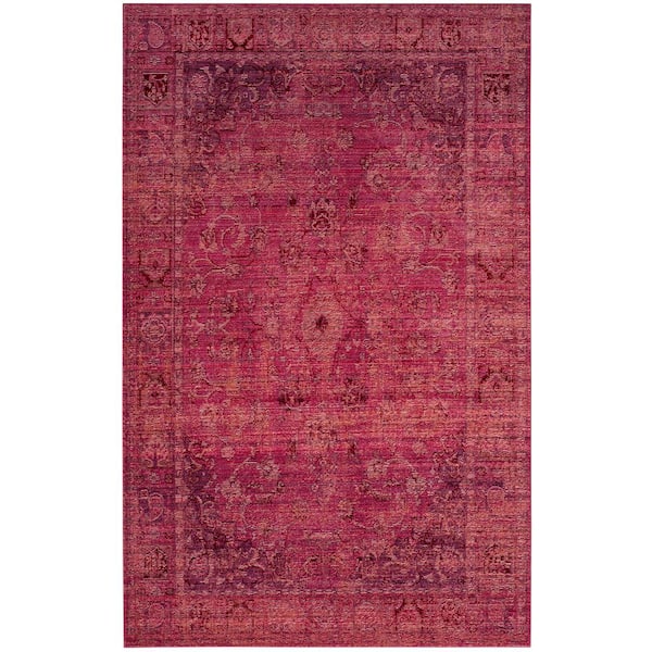 SAFAVIEH Valencia Red 4 ft. x 6 ft. Border Distressed Area Rug