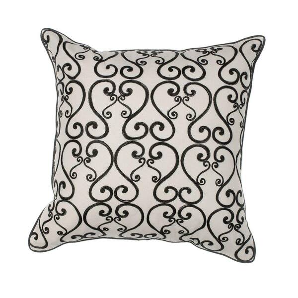 Kas Rugs Black and White St. Lucia Black and White Geometric Hypoallergenic Polyester 18 in. x 18 in. Throw Pillow