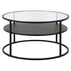 Ada 32 in. Blackened Bronze Glass Round Coffee Table