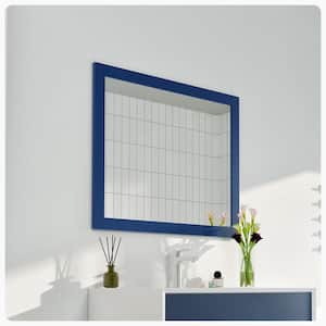 Acclaim 36 in. W x 30 in. H Rectangular Framed Wall Bathroom Vanity Mirror in Blue