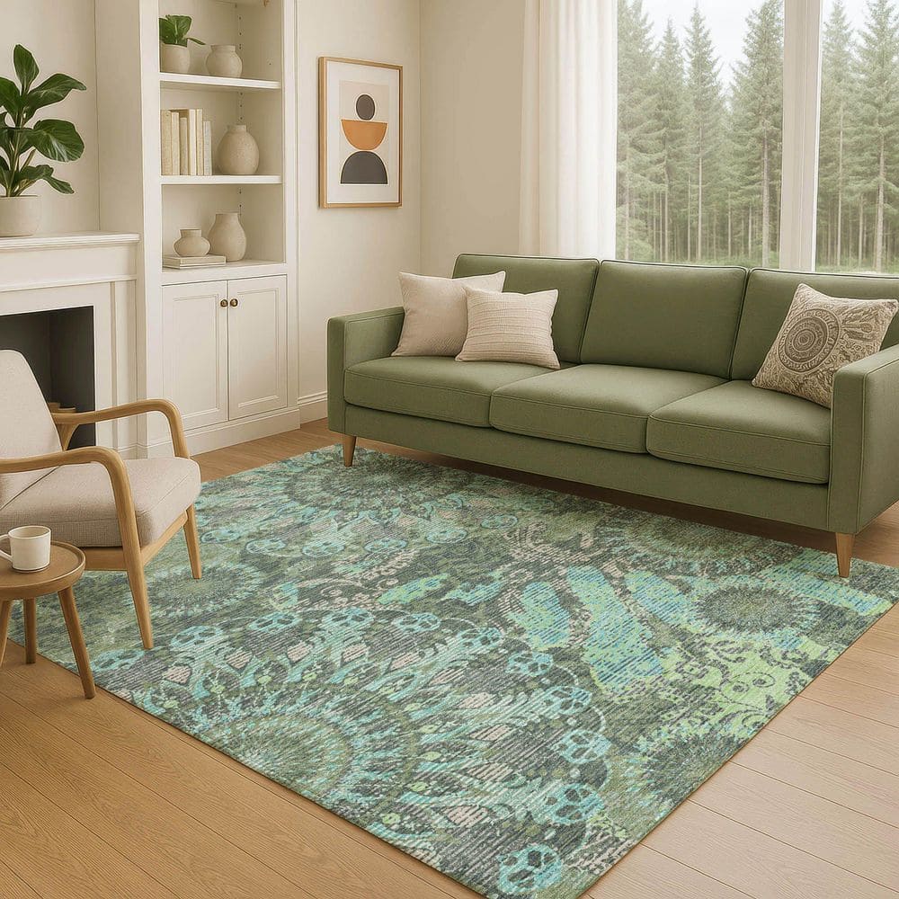 Chantille Machine Washable Indoor/Outdoor Abstract ACN2335 Olive 3 ft. x 4 ft. Area Rug price history on PriceWatchPro