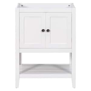 24 in. W x 17.8 in. D x 33 in. H Bath Vanity Cabinet without Top in White with Solid Doors and Open Shelf