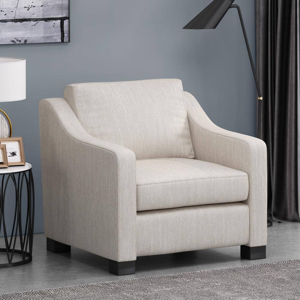 Noble House Damier Contemporary Beige Fabric Upholstered Club Chair 82694 The Home Depot