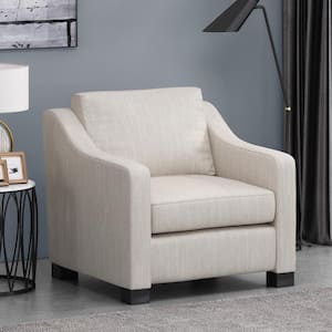 Damier Contemporary Beige Fabric Upholstered Club Chair