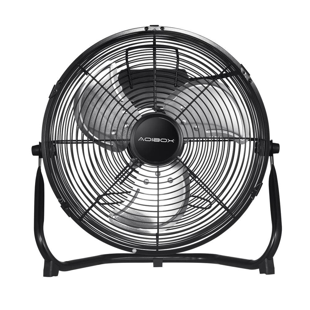 12 in. 3-Speed High-Velocity Industrial Heavy-Duty Metal Floor Fan in Black