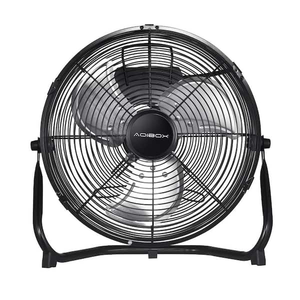 12 in. 3-Speed High-Velocity Industrial Heavy-Duty Metal Floor Fan in Black with Tilting Head for Outdoor/Indoor Use
