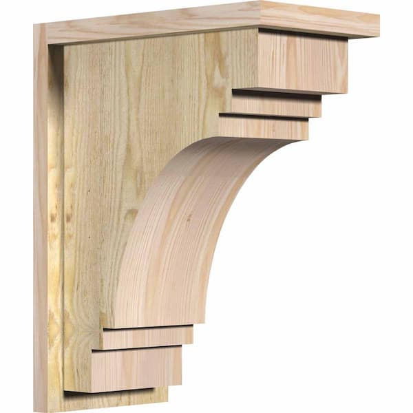 Ekena Millwork 8 in. x 14 in. x 18 in. Douglas Fir Pescadero Rough Sawn Corbel with Backplate