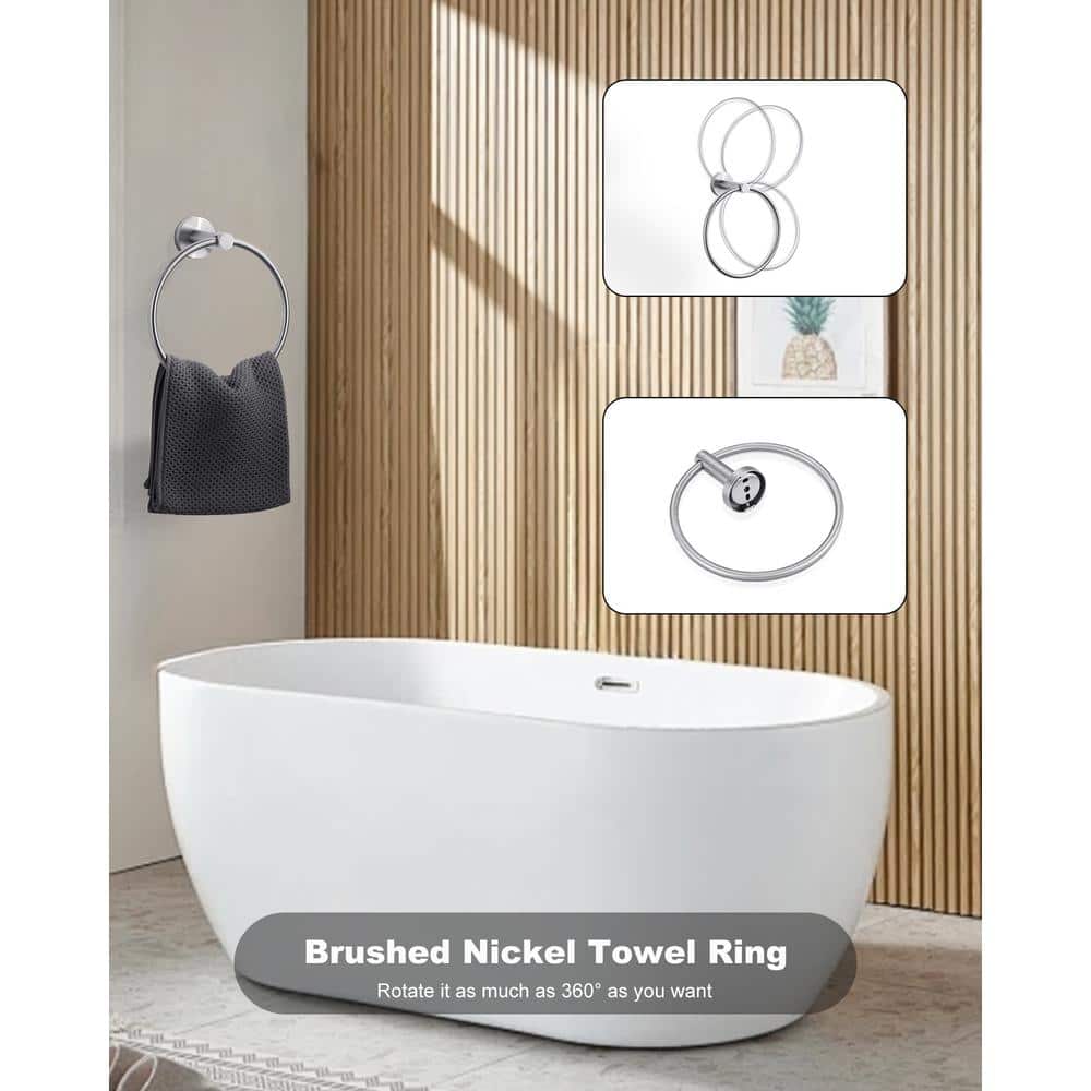 Brushed Nickel 3-Piece Bathroom Hardware Set with Towel Ring, Hook, and Holder