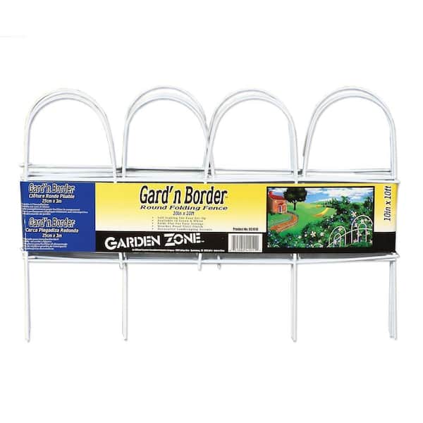 Unbranded 10 in. Steel White Vinyl Coated Round Folding Garden Fence-DISCONTINUED