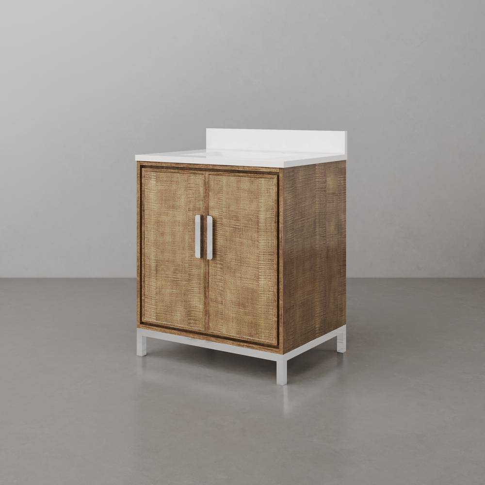 Westin 30" Lustrous Walnut Freestanding Bathroom Vanity with Quartz Top