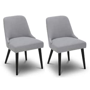 Leo Light Gray Solid Wood Dining Chairs with Fabric Seat for Kitchen and Dining Room (Set of 2)