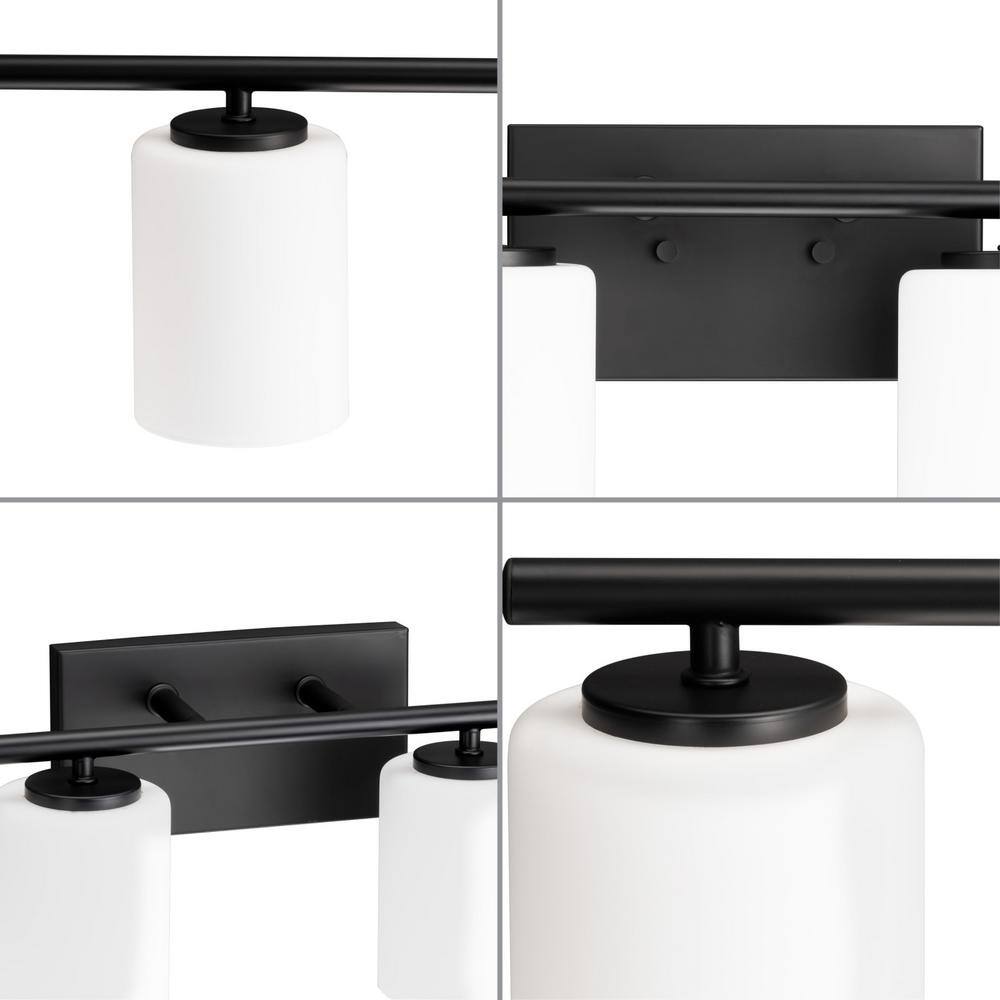 Textured Black Six-Light Bath Vanity with Etched Glass Shades