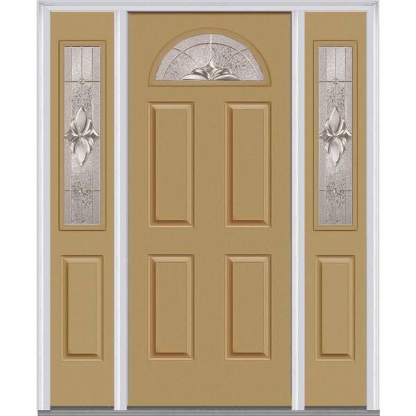 MMI Door 64 in. x 80 in. Heirloom Master Right-Hand Inswing 1/4-Lite Decorative Painted Steel Prehung Front Door with Sidelites