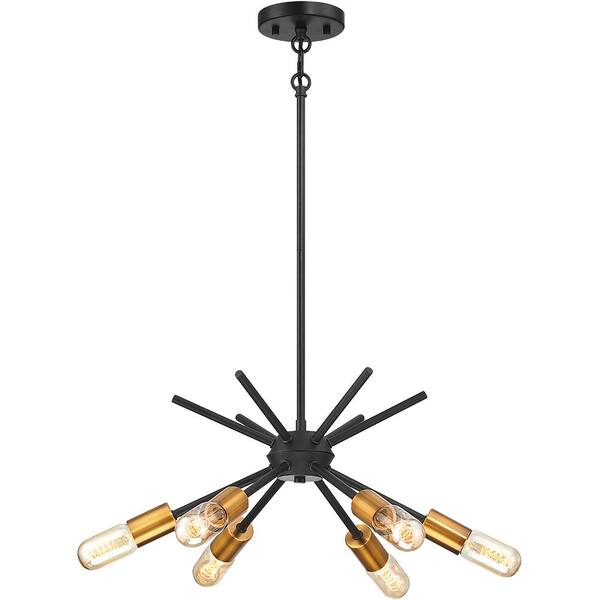True Fine Trident Sputnik 6 Light Black Gold Pendant Mid Century Chandelier With Bulbs Included Td41020c True Fine Trident Sputnik 6 Light Black, Plug In Hanging Light Fixtures Menards