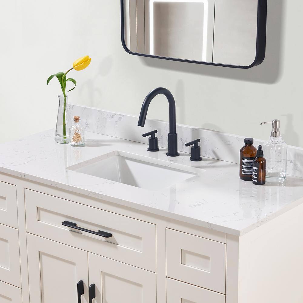 Aosta White 49" Composite Stone Vanity Top with Ceramic Sink
