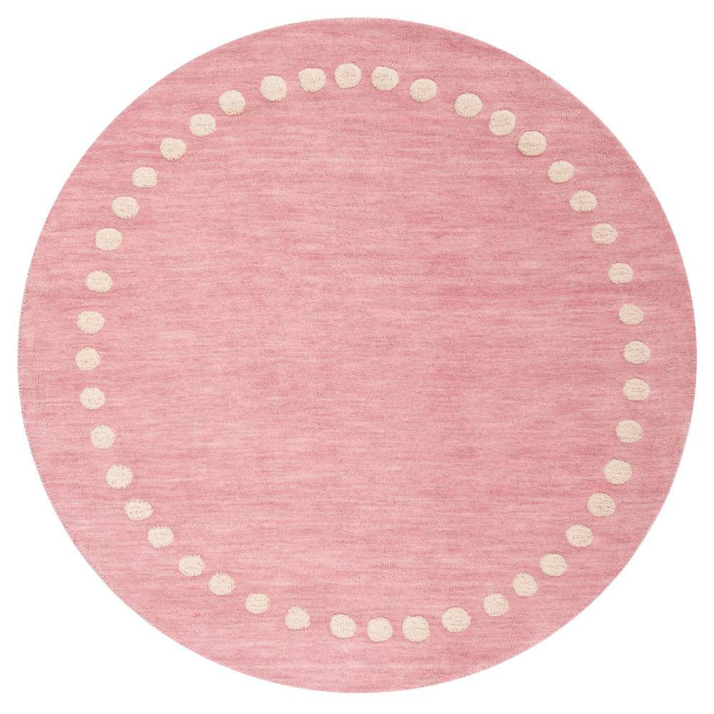 SAFAVIEH Kids Pink 5 ft. x 5 ft. Round Polka Dot Area Rug SFK802U