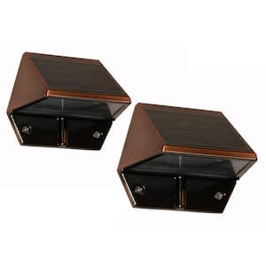 Solar 2-LED Outdoor Copper Integrated LED Deck and Wall Light (2-Pack)