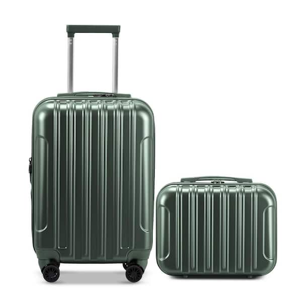 Karl home 2-Piece Green 14 in. 20 in. ABS&PC with Spinner Carry on Hardshell Lightweight Luggage Set