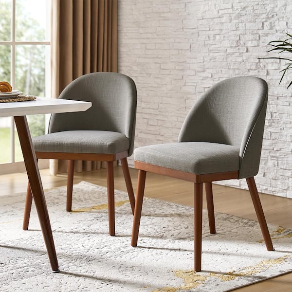 JAYDEN CREATION Hibbs Charcoal Modern Dining Chair with Solid Wood Legs Set of 2