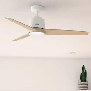 Moxie 52 in. Indoor Matte White LED Ceiling Fan with Light and Remote