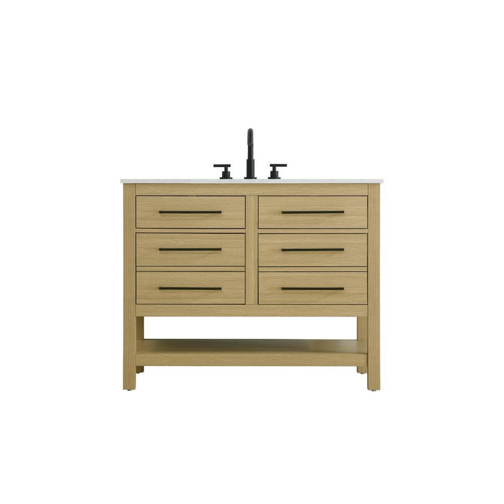 42 in. Single Sink Honey Brown Bath Vanity with White Engineered Marble Top price history on PriceWatchPro