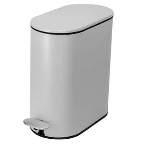 Slim Oval 5 L/1.3 Gal Pedal Trash Bin with Soft Close Lid in Matte Gray