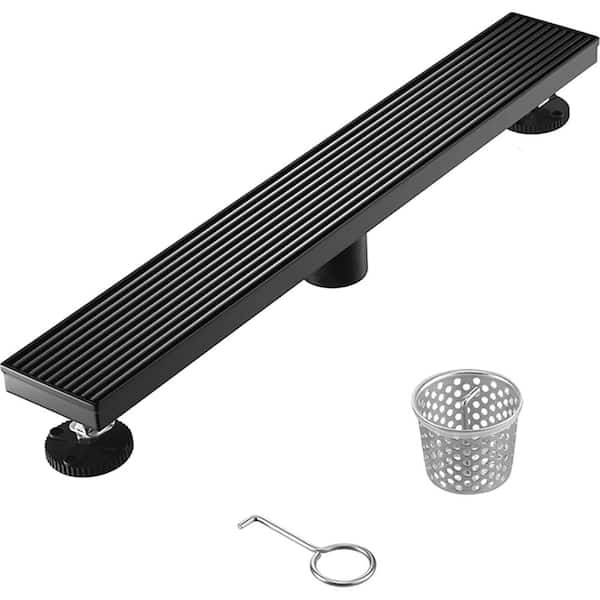 Elegante Drain Collection 24 in. Linear Stainless Steel Shower Drain with Bar Pattern in Venetian Bronze