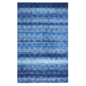 Navy Blue 4 ft. x 6 ft. Distressed Geometric Area Rug