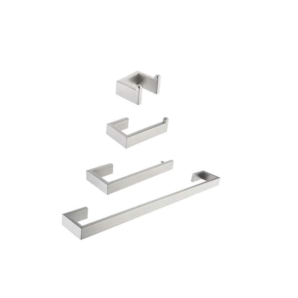 Tahanbath 4-Piece Bath Hardware Set with Hand Towel Holder in Brushed Nickel
