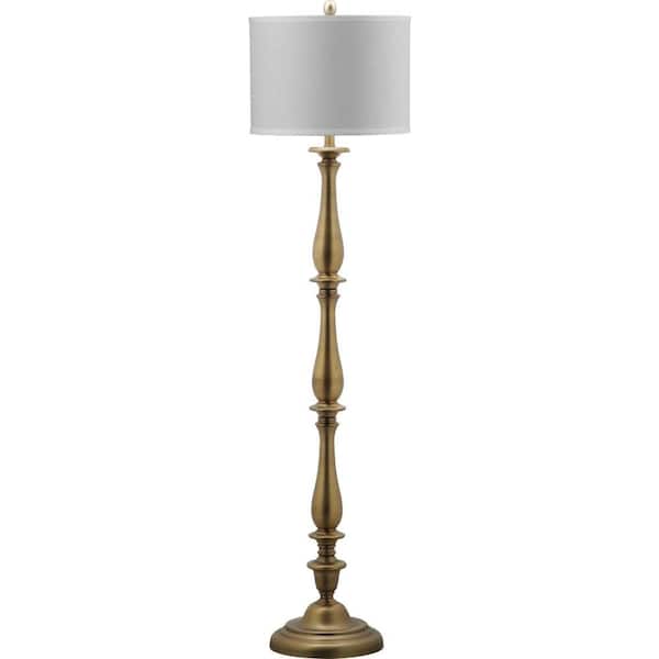SAFAVIEH Isannah Candlestick 62 in. Gold Floor Lamp with Off-White Shade