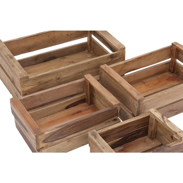 Sturdy Wood Storage Box Set of 4