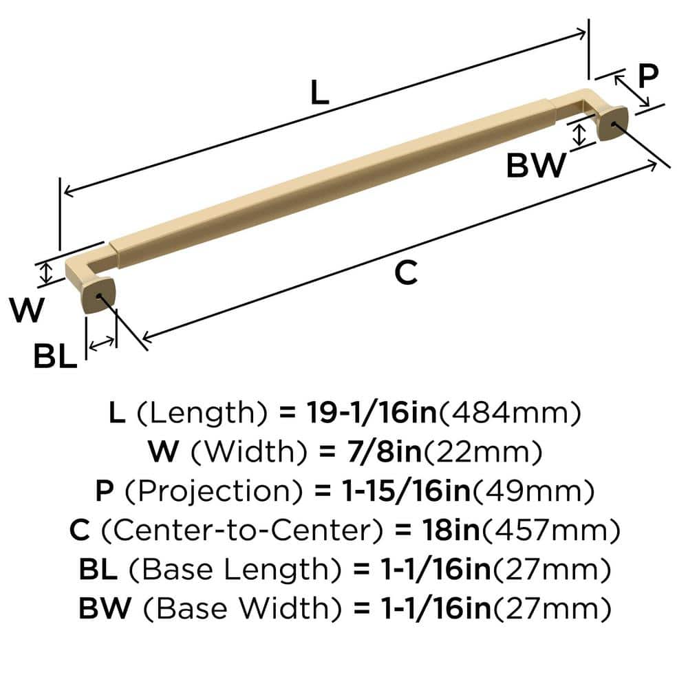 Champagne Bronze 18-inch Modern Appliance Pull with Mounting Hardware