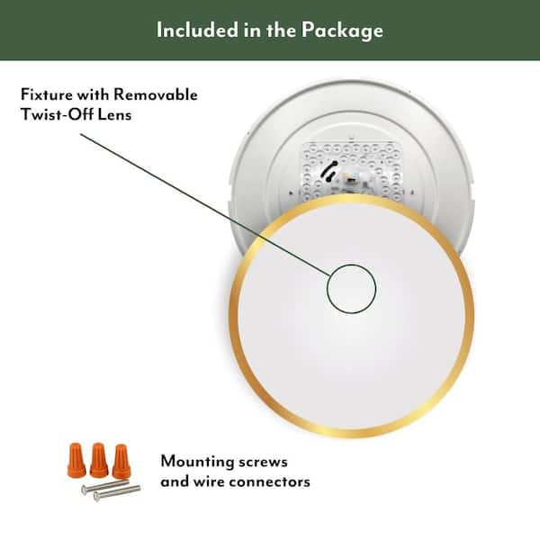 ETI LIGHTING GATSBY 13 in. White Art Deco Style Round LED Flush