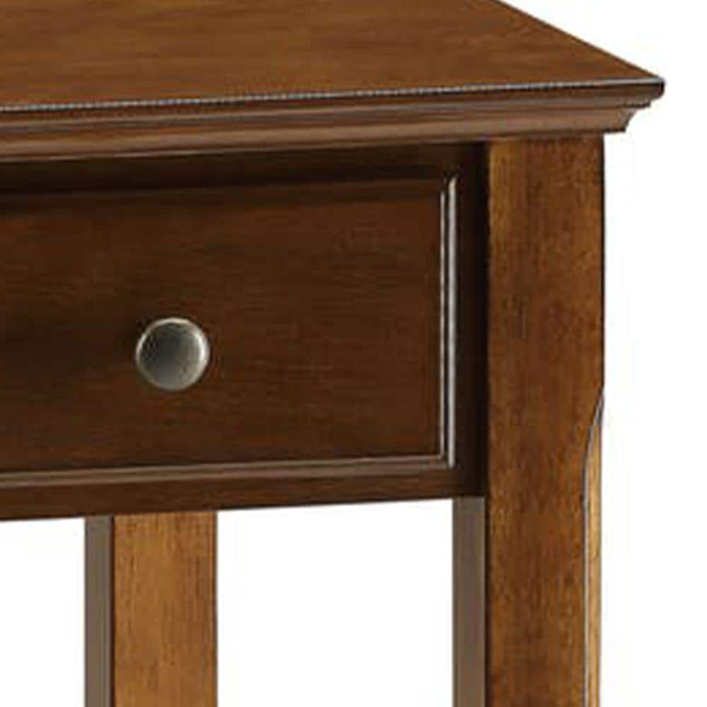 Bertie Transitional Walnut Brown Side Table with Storage