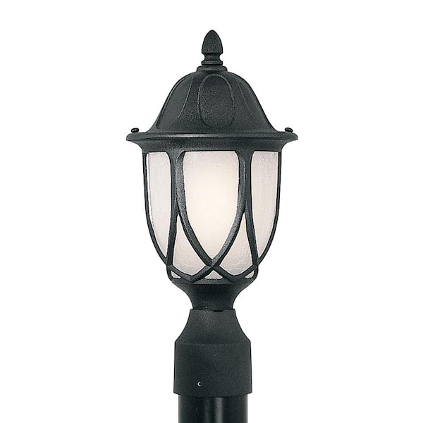 Capella 1-Light Black Cast Aluminum Line Voltage Hardwired Outdoor Wet-Rated Post Light with No Bulb Included