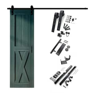 28 in. x 84 in. X-Frame Royal Pine Solid Pine Wood Interior Sliding Barn Door with Hardware Kit, Non-Bypass