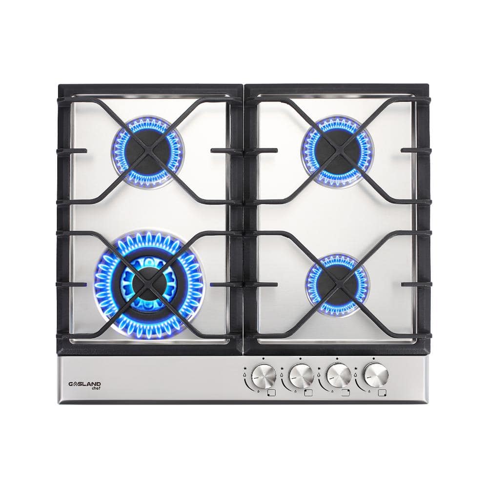 GASLAND Chef 24 in. Built-in Gas Stove Top, LPG Natural Gas Cooktop in Stainless Steel with 4-Sealed Burners, ETL, Silver