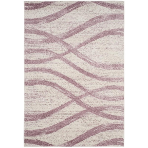 Adirondack Cream/Purple 5 ft. x 8 ft. Waves Area Rug