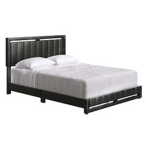 Beaumont Upholstered Faux Leather Platform Bed, Full, Black