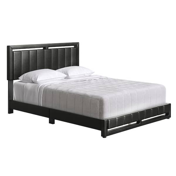 Boyd Sleep Beaumont Upholstered Faux Leather Platform Bed Frame, Queen, Black