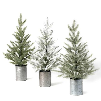 Glitzhome 24 in. H 2- Pack Lighted Rattan Tabletop Christmas Table Tree  Decor (2- Pack) 2009800020 - The Home Depot