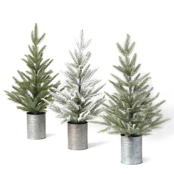 SULLIVANS 23 in. Multicolor Artificial Pine Tree Set of 3 TR1092 The Home Depot