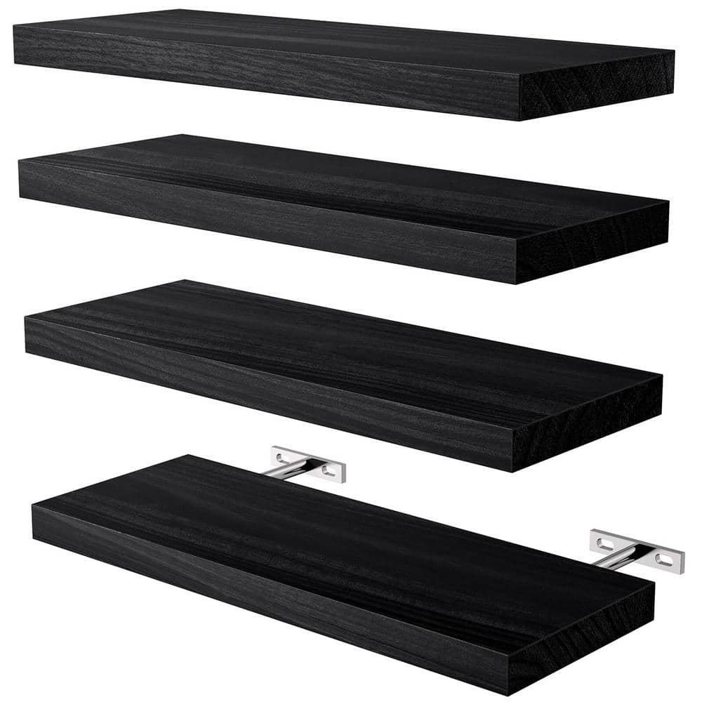 15 in. W x 5.9 in. D Black ​Floating Decorative Wall Shelf for Home Stora