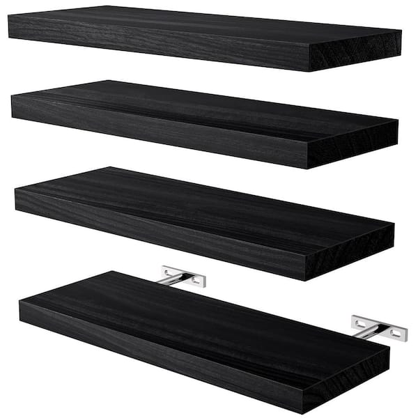 Unbranded 15 in. W x 5.9 in. D Black ​Floating Decorative Wall Shelf for Home Storage, (Set of 4)