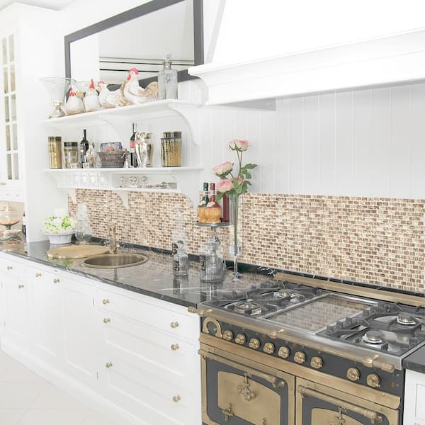 Infusion Gold Metallic 11.375 in. x 11.875 in. Interlocking Brick Glass Mosaic Wall Tile (9.38 sq. ft./Case)