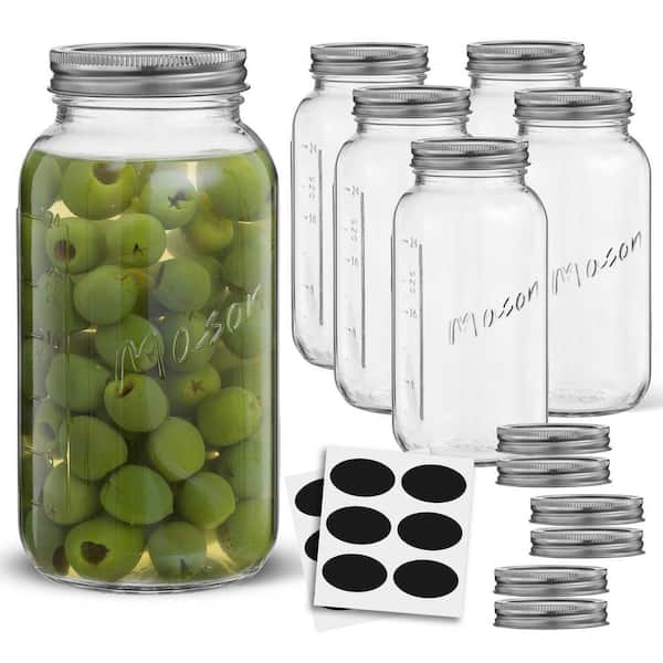 JoyJolt Regular Mason Jars with Airtight Lids, Labels and Measures
